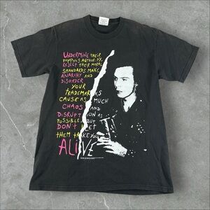 Vintage Sex Pistols Shirt Mens Medium Black Sid Vicious Band Tee 90s Punk Rock